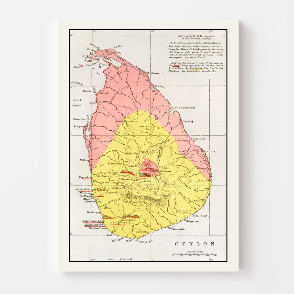 Vintage Map of Sri Lanka 1862