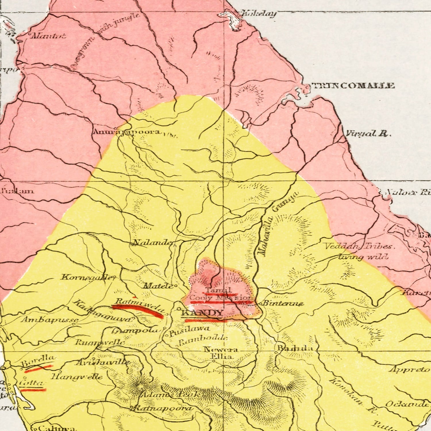 Vintage Map of Sri Lanka 1862