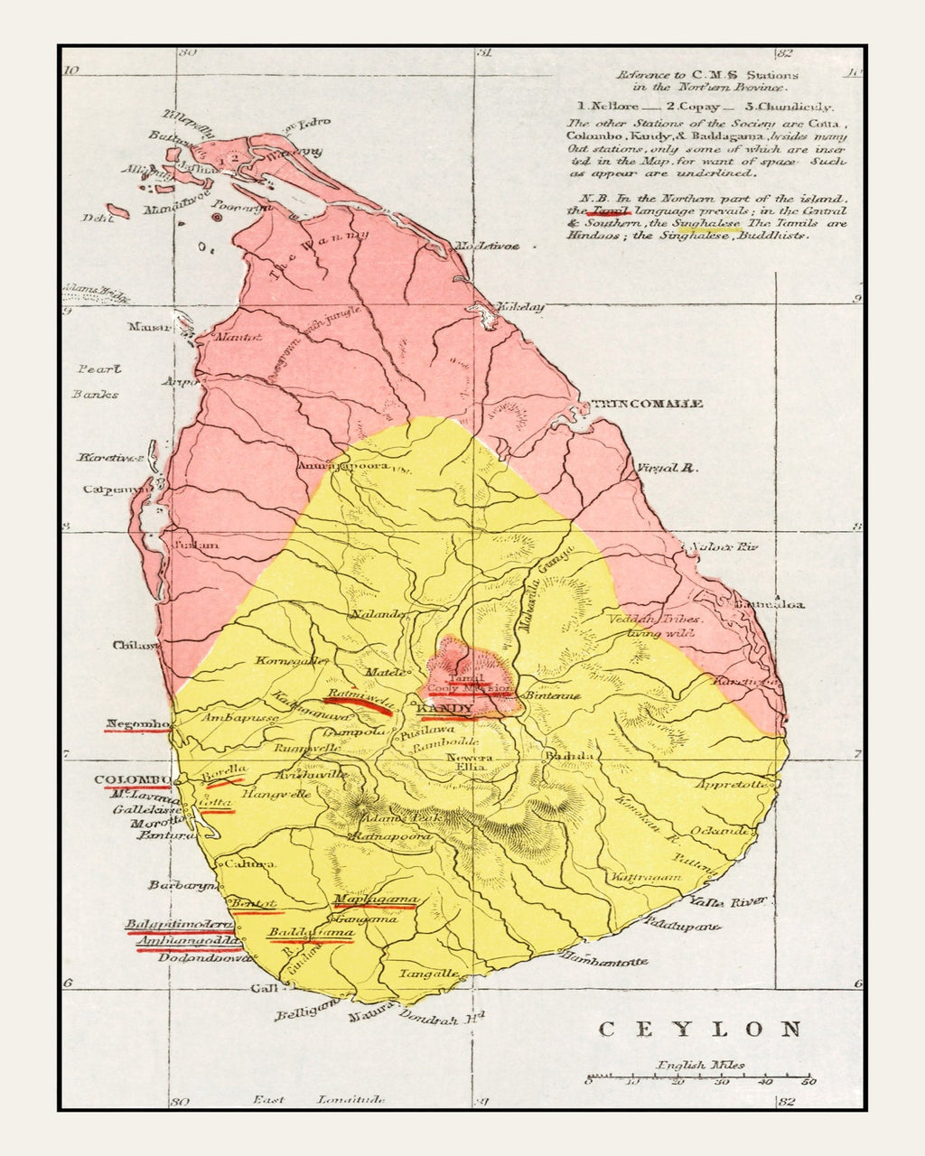 Vintage Map of Sri Lanka 1862