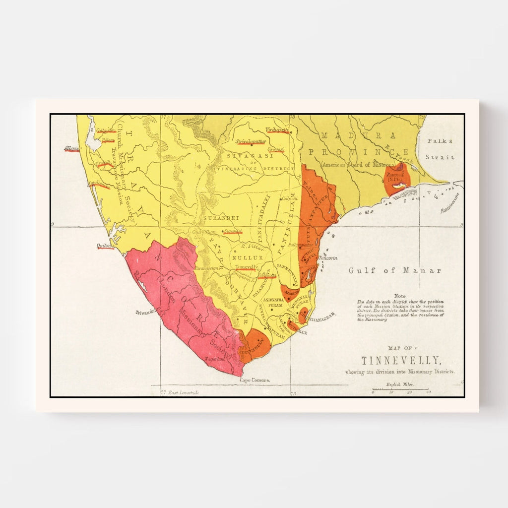 Vintage Map of Tirunelveli, 1862