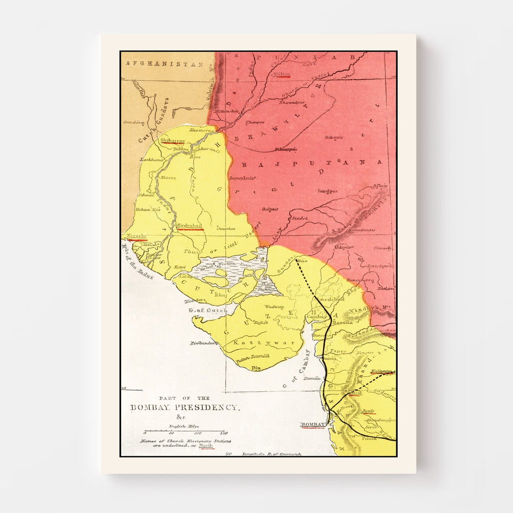 Vintage Map of Bombay, India 1862