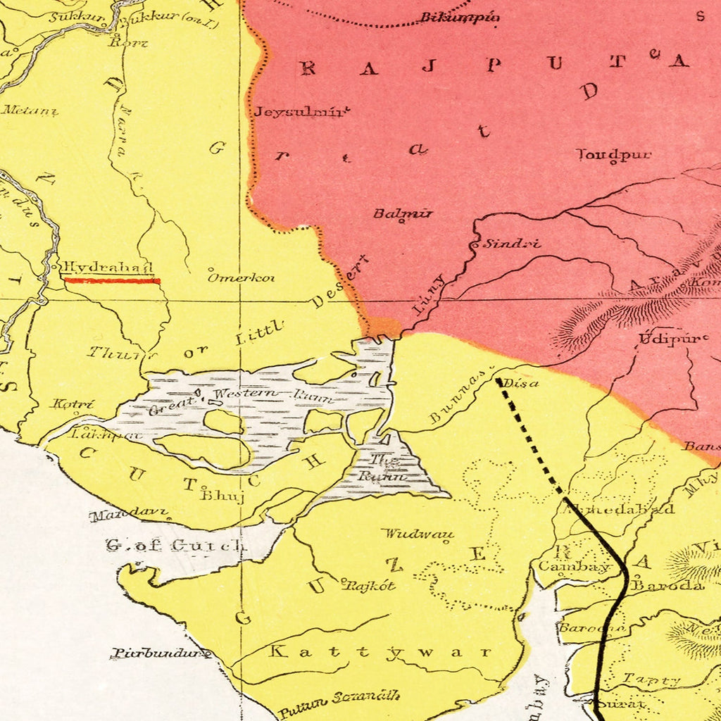 Vintage Map of Bombay, India 1862