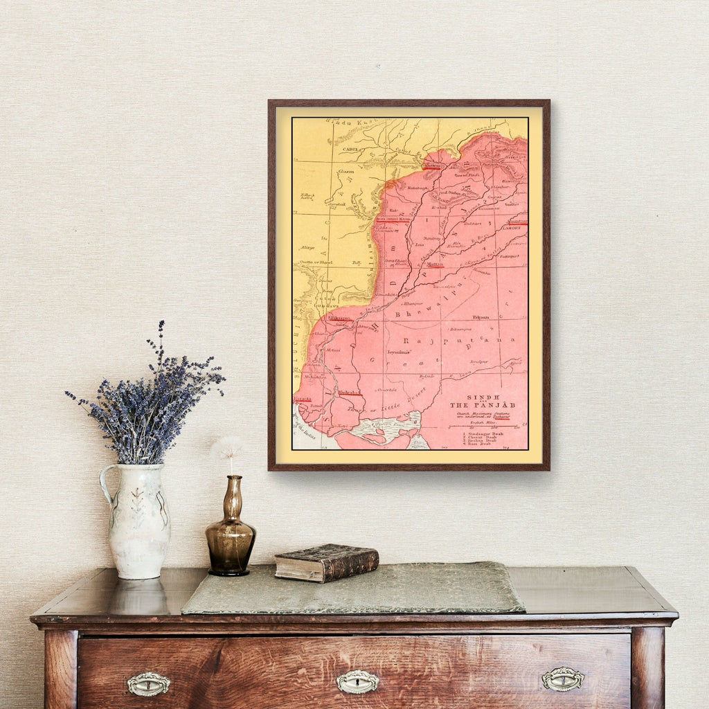 Vintage Map of Punjab, 1862