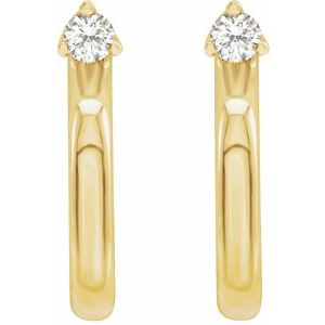 14K Yellow Gold .06 CTW Natural Diamond Hoop Earring – image 2