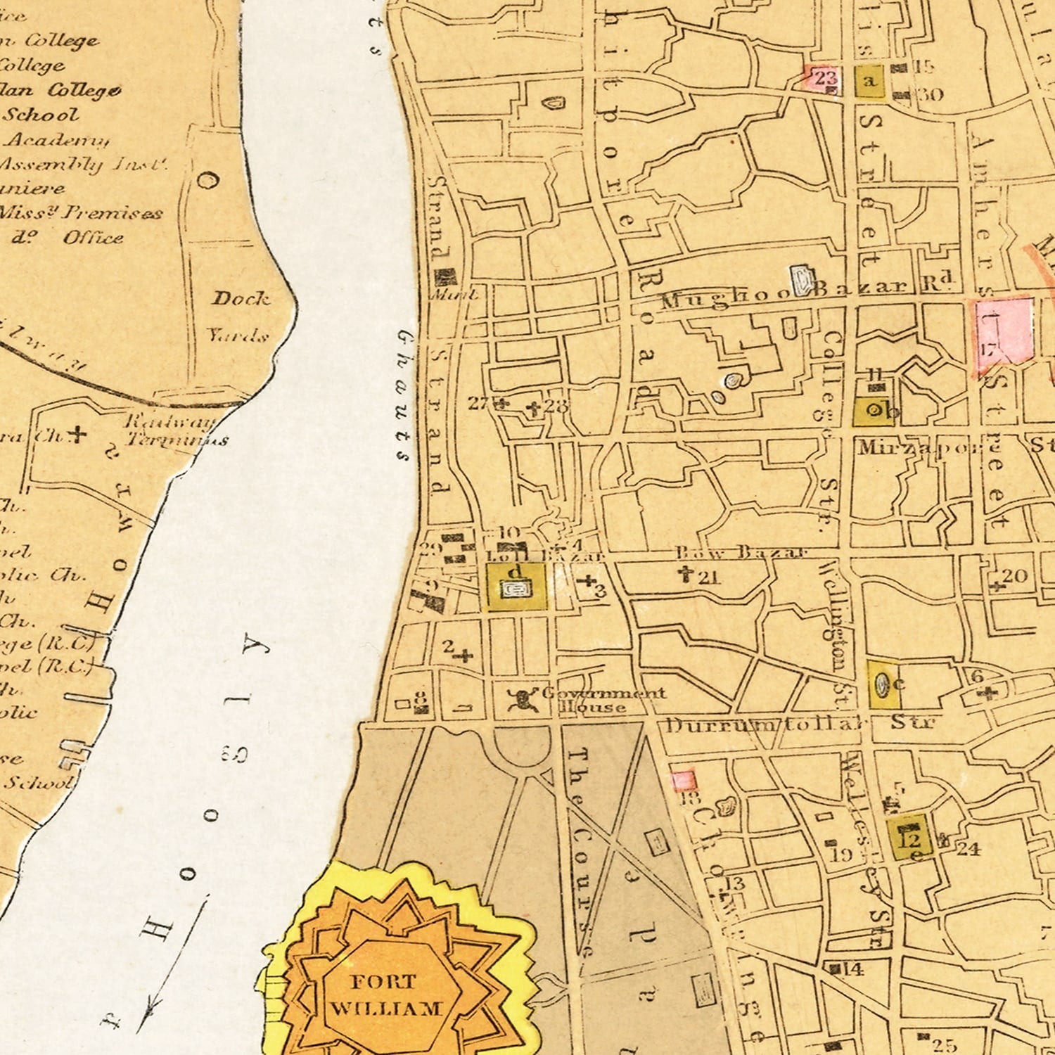 Vintage Map of Calcutta, India 1862