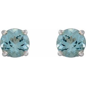 Sterling Silver 4 mm  Natural Aquamarine Floral Earrings – image 2