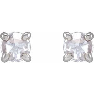 14K White Gold 1/6 CTW Rose-Cut Natural Diamond Stud Earrings – image 2