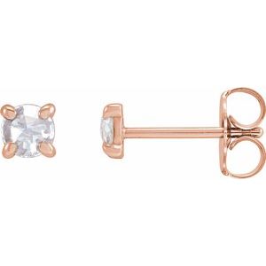 14K Rose Gold 1/6 CTW Rose-Cut Natural Diamond Stud Earrings
