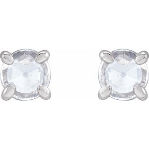 Platinum 3/4 CTW Rose-Cut Natural Diamond Stud Earrings – image 2