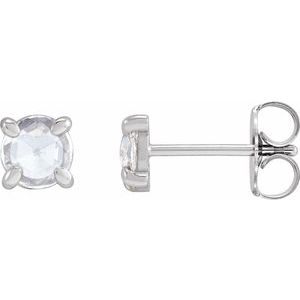 14K White Gold 3/4 CTW Rose-Cut Natural Diamond Stud Earrings