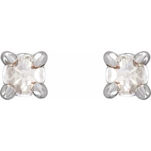 14K White Gold .07 CTW Rose-Cut Natural Diamond Stud Earrings – image 2