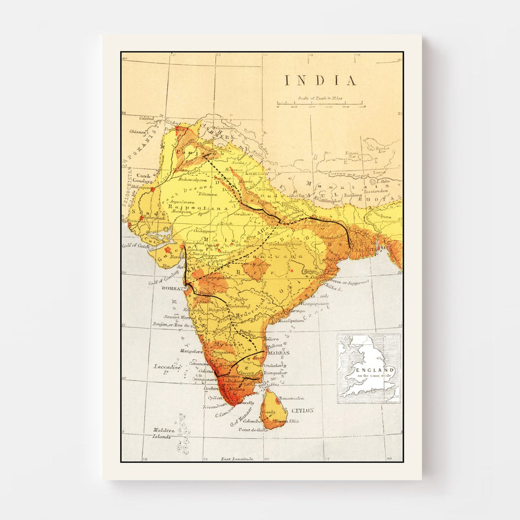 Vintage Map of India 1862