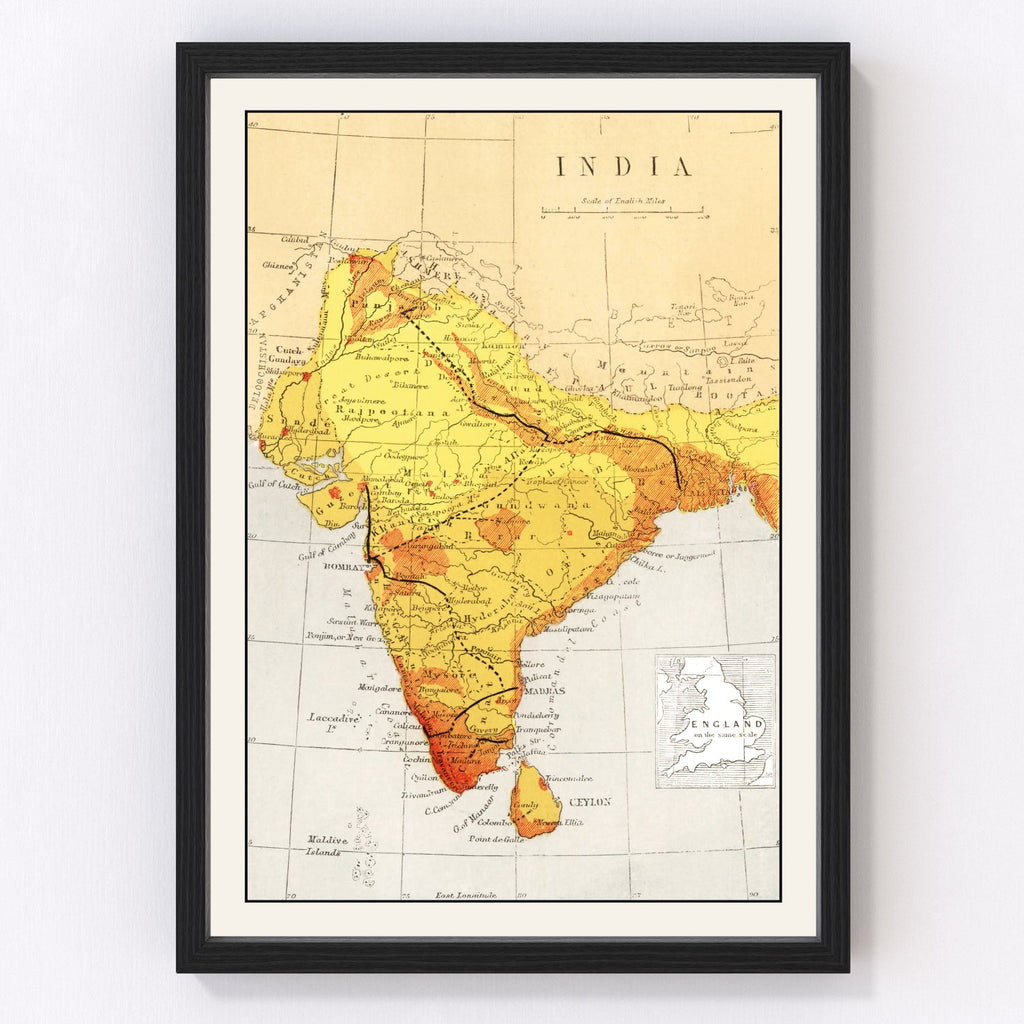 Vintage Map of India 1862