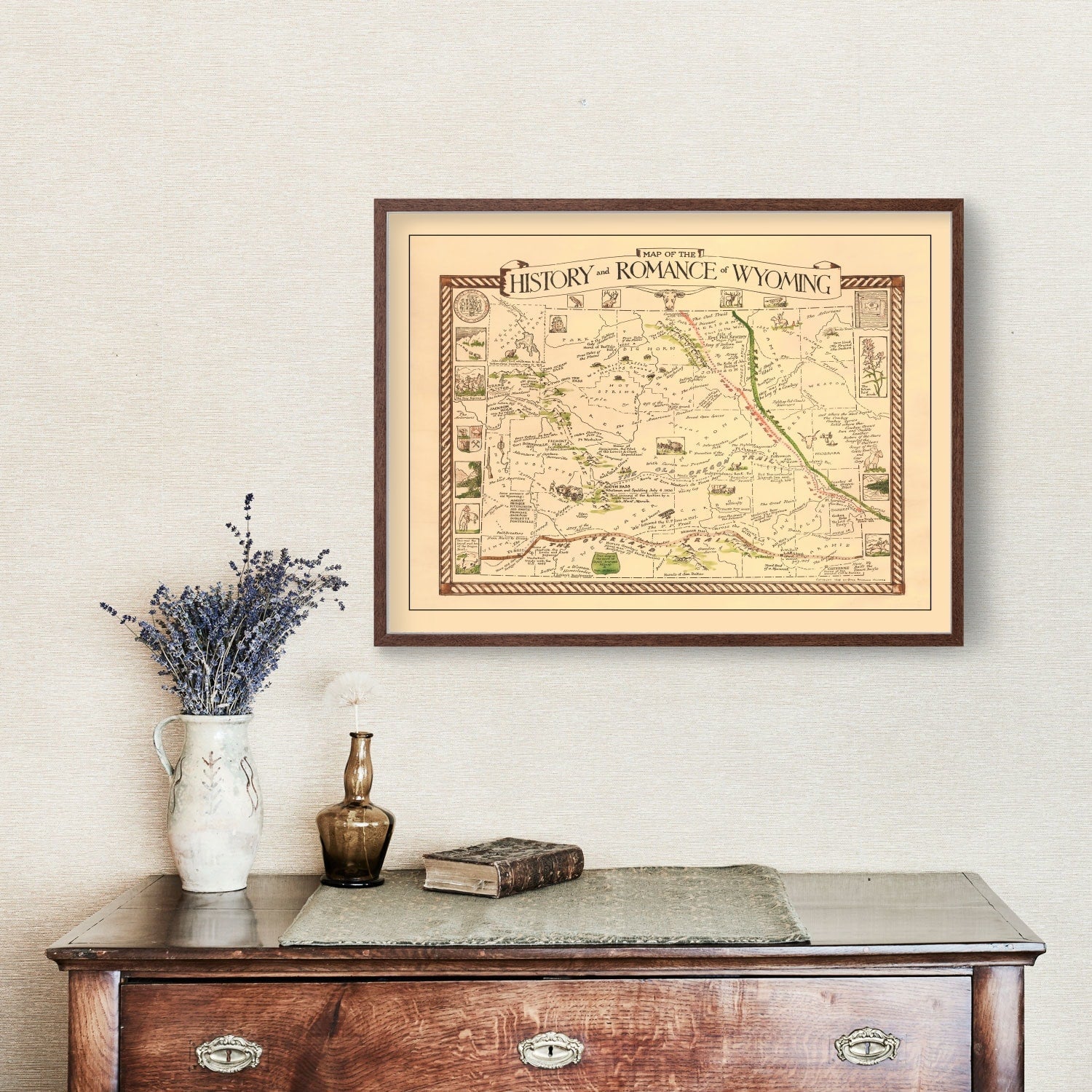 Vintage Map of Wyoming 1928