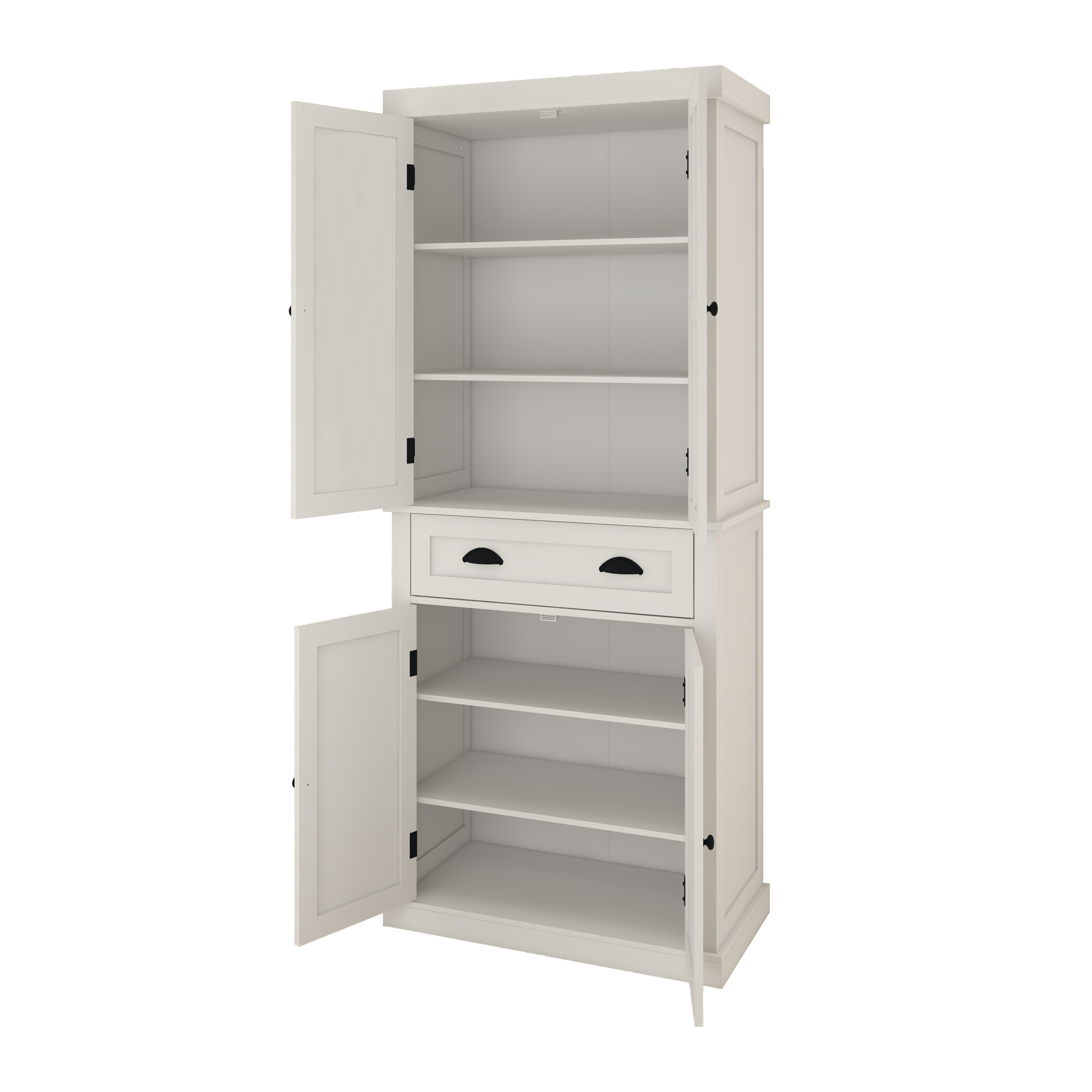 71' Kitchen Pantry Storage Cabinet , with 4 Doors, Drawer, 2 Adjustable Shelves, Freestanding Cupboard for Dining Room Living Room, Laundry-White