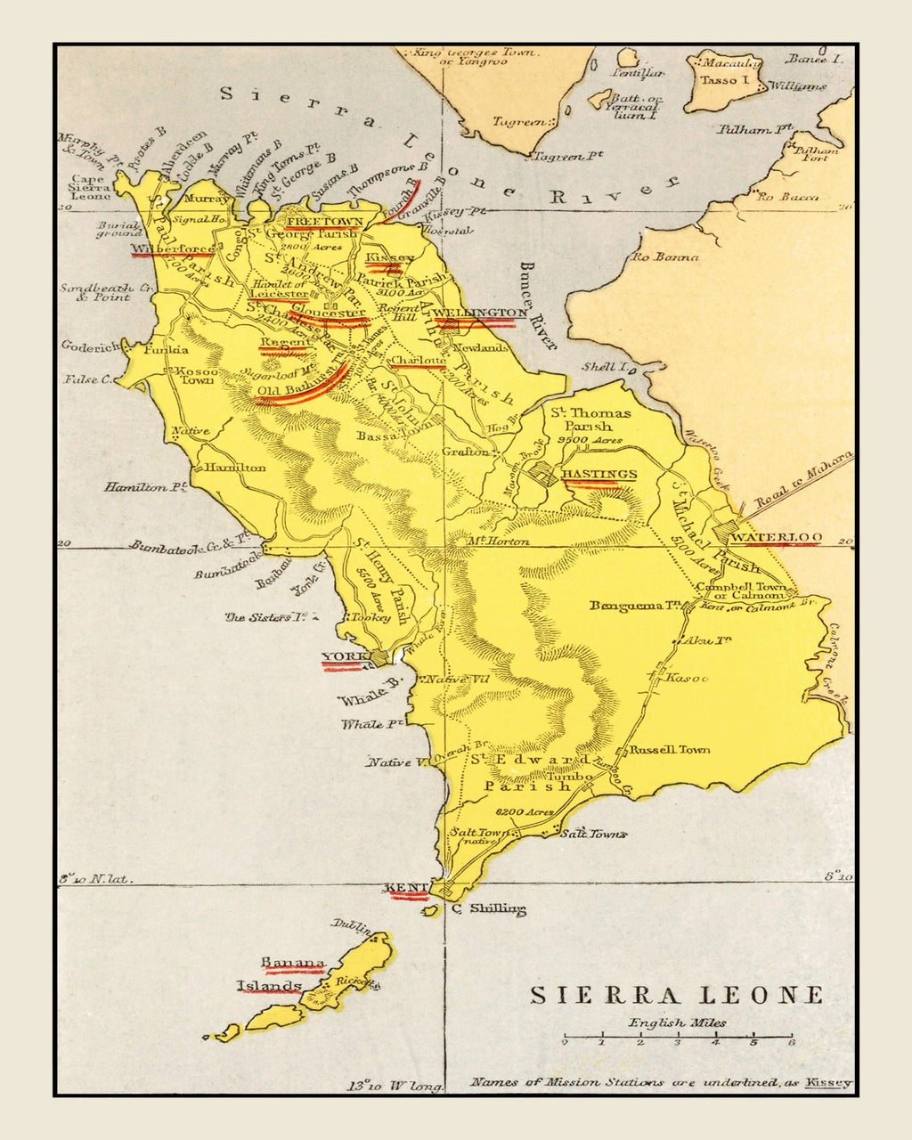 Vintage Map of Sierra Leone 1862