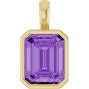14K Yellow Gold Lab-Grown Purple Sapphire Pendant