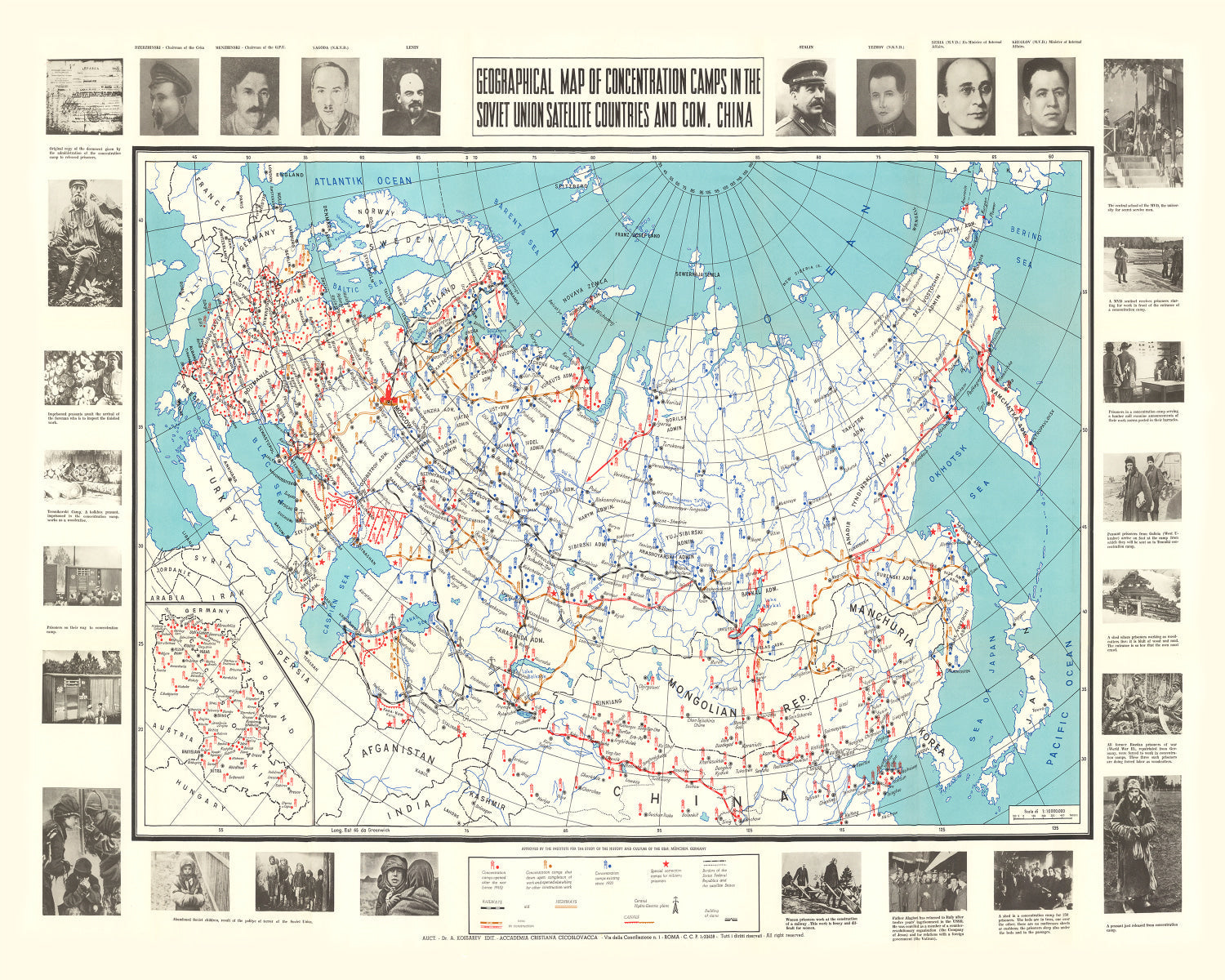 Vintage Map of Concentration Camps, 1945