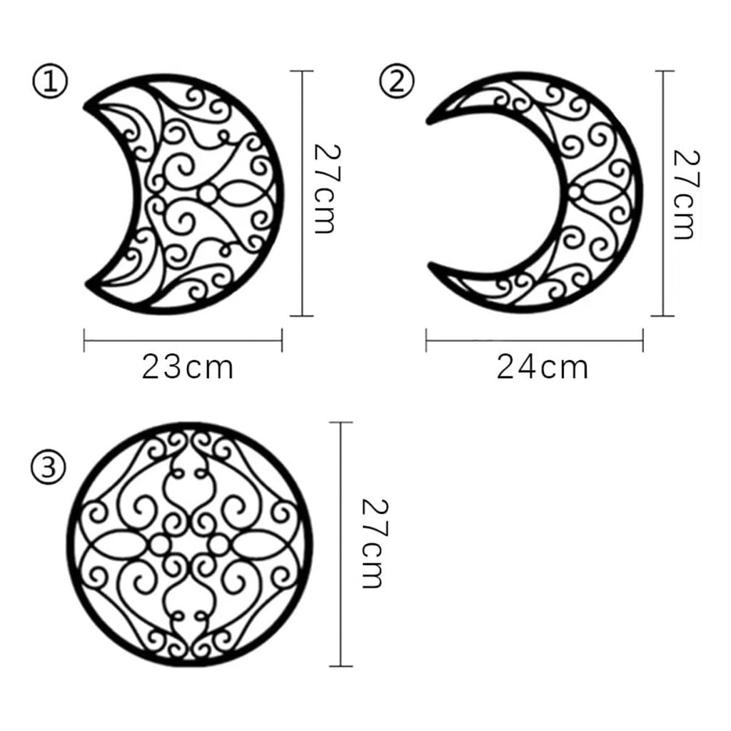 Set Of 5 Wrought Iron Crescent Moon Wall Art Home Decor