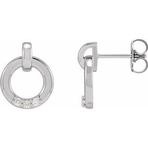 Sterling Silver .08 CTW Natural Diamond Circle Earrings