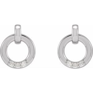 Sterling Silver .08 CTW Natural Diamond Circle Earrings – image 2