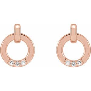 14K Rose Gold .08 CTW Natural Diamond Circle Earrings – image 2
