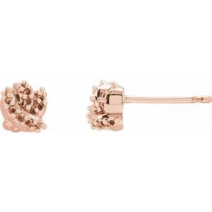 14K Rose Gold Right Knot Earring Mounting