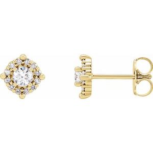 14K Yellow Gold 1/3 CTW Natural Diamond Halo-Style Earrings