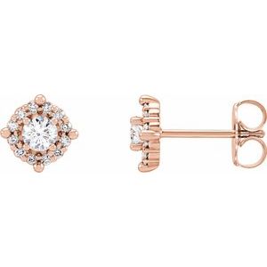 14K Rose Gold 1/3 CTW Natural Diamond Halo-Style Earrings