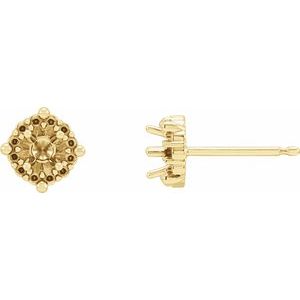 14K Yellow Gold 4 mm Round Halo-Style Earring Mounting