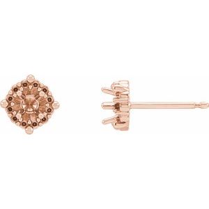 14K Rose Gold 3 mm Round Halo-Style Earring Mounting