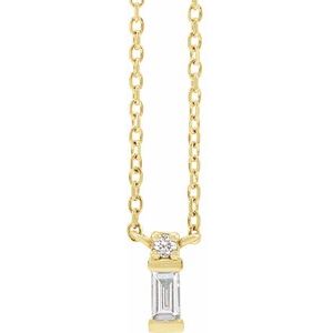 14K Yellow Gold .07 CTW Natural Diamond Bar 18" Necklace