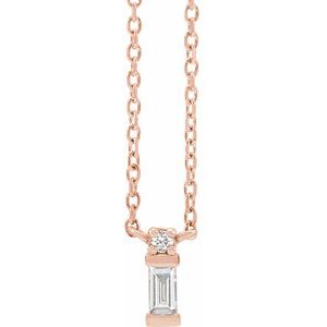 14K Rose Gold .07 CTW Natural Diamond Bar 18" Necklace