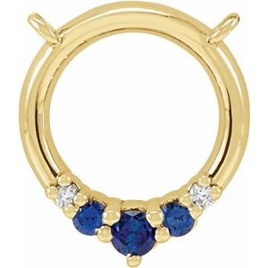 14K Yellow Gold Natural Blue Sapphire & .06 CTW Natural Diamond Circle Necklace Center
