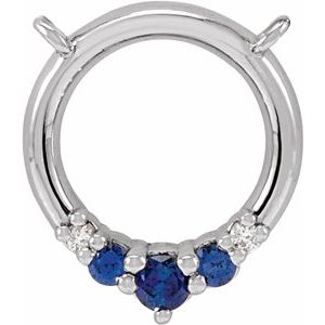 14K White Gold Natural Blue Sapphire & .06 CTW Natural Diamond Circle Necklace Center