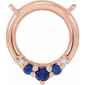 14K Rose Gold Natural Blue Sapphire & .06 CTW Natural Diamond Circle Necklace Center