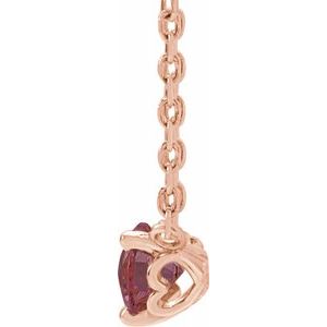 14K Rose Gold Natural Rhodolite Garnet Solitaire 18" Necklace