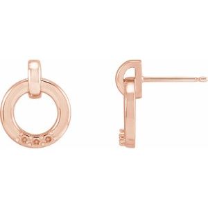 14K Rose Gold 1.5 mm Round Circle Earring Mounting