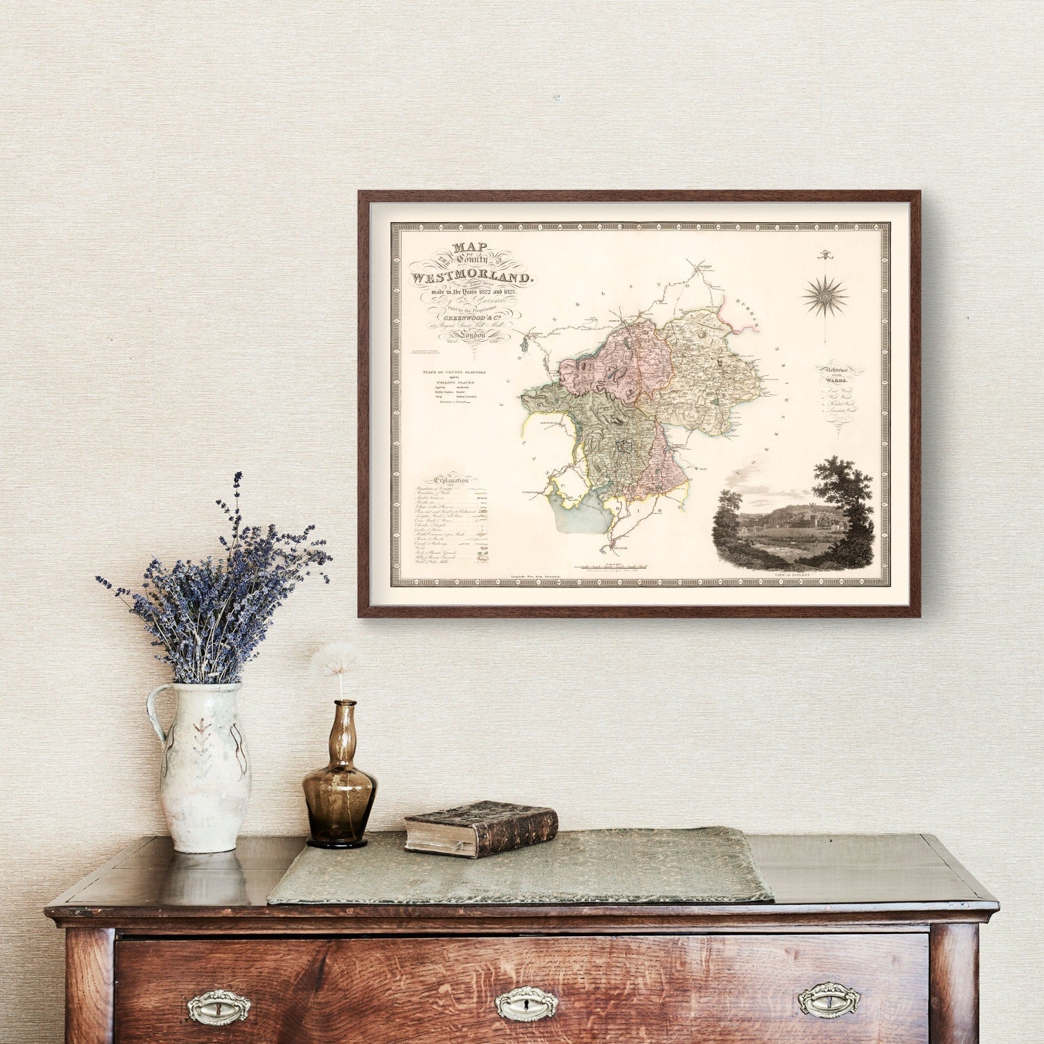 Vintage Map of Westmorland England, 1830