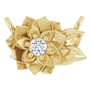 14K Yellow Gold .015 CT Natural Diamond Flower Necklace Center