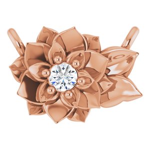 14K Rose Gold .015 CT Natural Diamond Flower Necklace Center