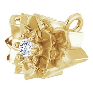 14K Yellow Gold .015 CT Natural Diamond Flower Necklace Center