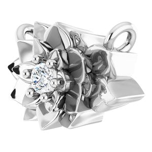 Platinum .015 CT Natural Diamond Flower Necklace Center