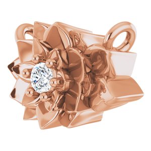 14K Rose Gold .015 CT Natural Diamond Flower Necklace Center