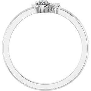 14K White Gold .015 CT Natural Diamond Flower Ring