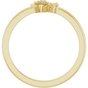 14K Yellow Gold .015 CT Natural Diamond Flower Ring