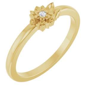 14K Yellow Gold .015 CT Natural Diamond Flower Ring