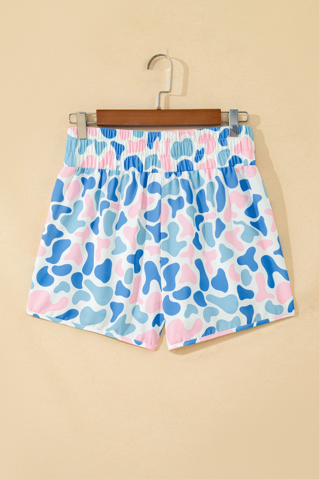 Camo Shirred High Waist Athleisure Shorts