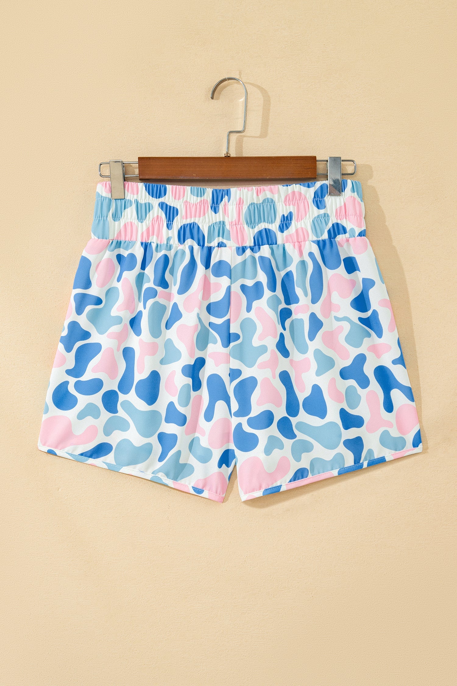 Camo Shirred High Waist Athleisure Shorts