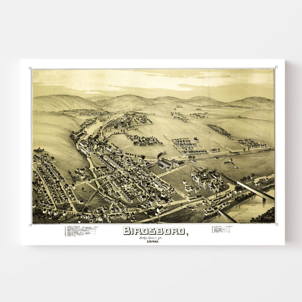 Vintage Map of Birdsboro, Pennsylvania 1890